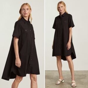 Everlane The Daytripper Shirt Dress Black Medium NWT Button Front Pockets Short